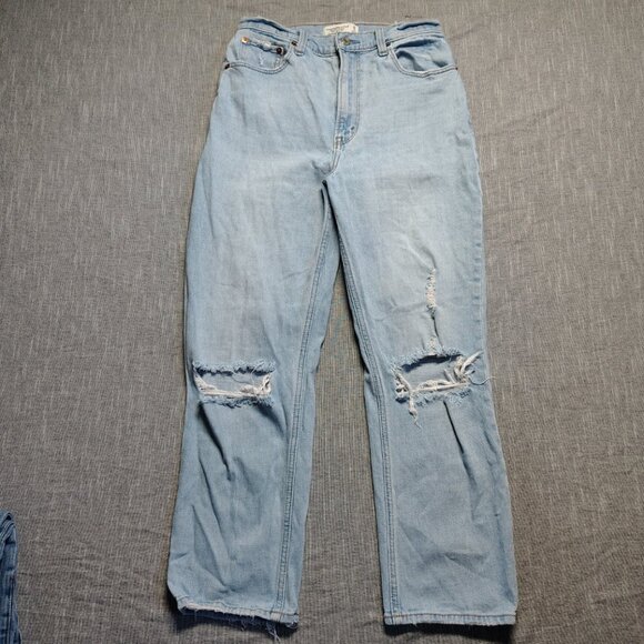 Abercrombie Fitch Curve Love Jeans Womens Ultra High Rise Ankle Straight Baggy - Picture 1 of 12